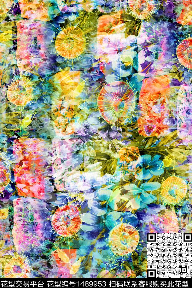 AS220481.jpg - 1489953 - 数码花型 绿植树叶 女装 - 数码印花花型 － 女装花型设计 － 瓦栏