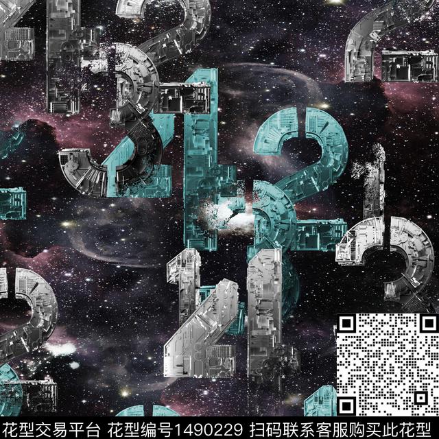 趋势花型星空抽象男装数码印花花型下载（图片编号: 1490229） - 瓦栏（Walan）