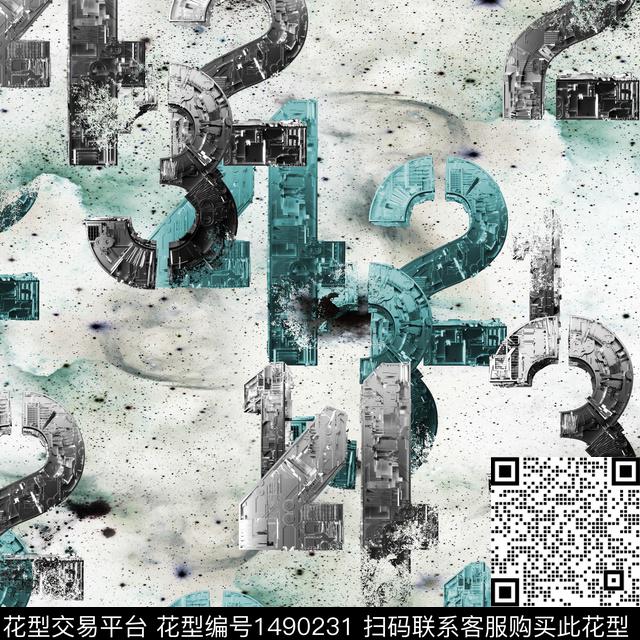 趋势花型星空抽象男装数码印花花型下载（图片编号: 1490231） - 瓦栏（Walan）