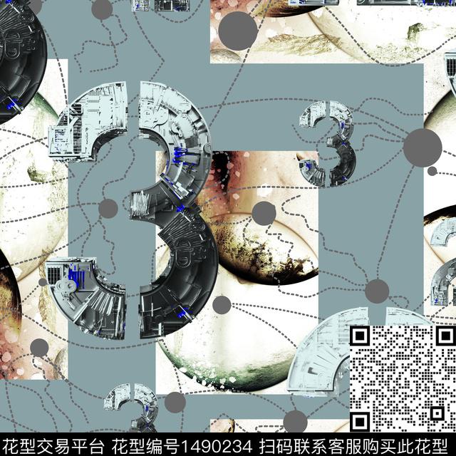 趋势花型星空抽象男装数码印花花型下载（图片编号: 1490234） - 瓦栏（Walan）