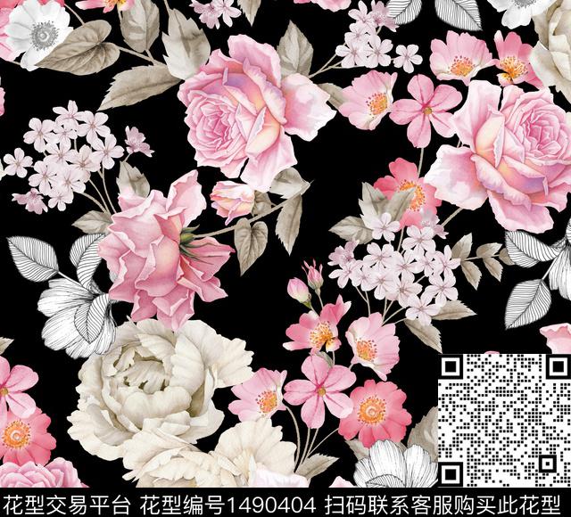 2022041102.jpg - 1490404 - 民族花卉 花卉 春夏花型 - 传统印花花型 － 女装花型设计 － 瓦栏