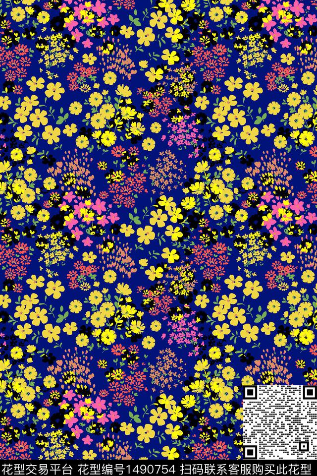 水彩绿植树叶肌理数码印花花型下载（图片编号: 1490754） - 瓦栏（Walan）