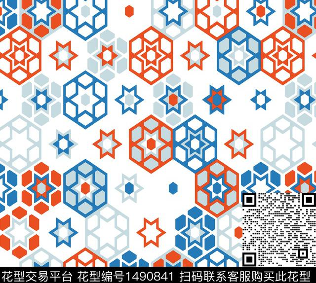 几何菱形几何定位传统印花花型下载（图片编号: 1490841） - 瓦栏（Walan）
