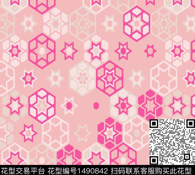 几何菱形几何定位传统印花花型下载（图片编号: 1490842） - 瓦栏（Walan）