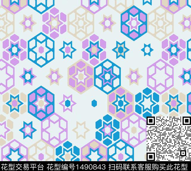 几何菱形几何定位传统印花花型下载（图片编号: 1490843） - 瓦栏（Walan）