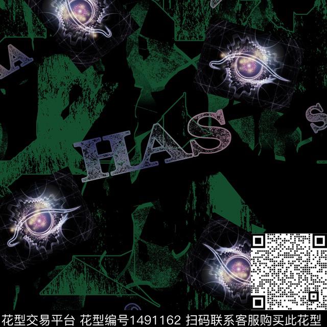 趋势花型字母黑白花型数码印花花型下载（图片编号: 1491162） - 瓦栏（Walan）