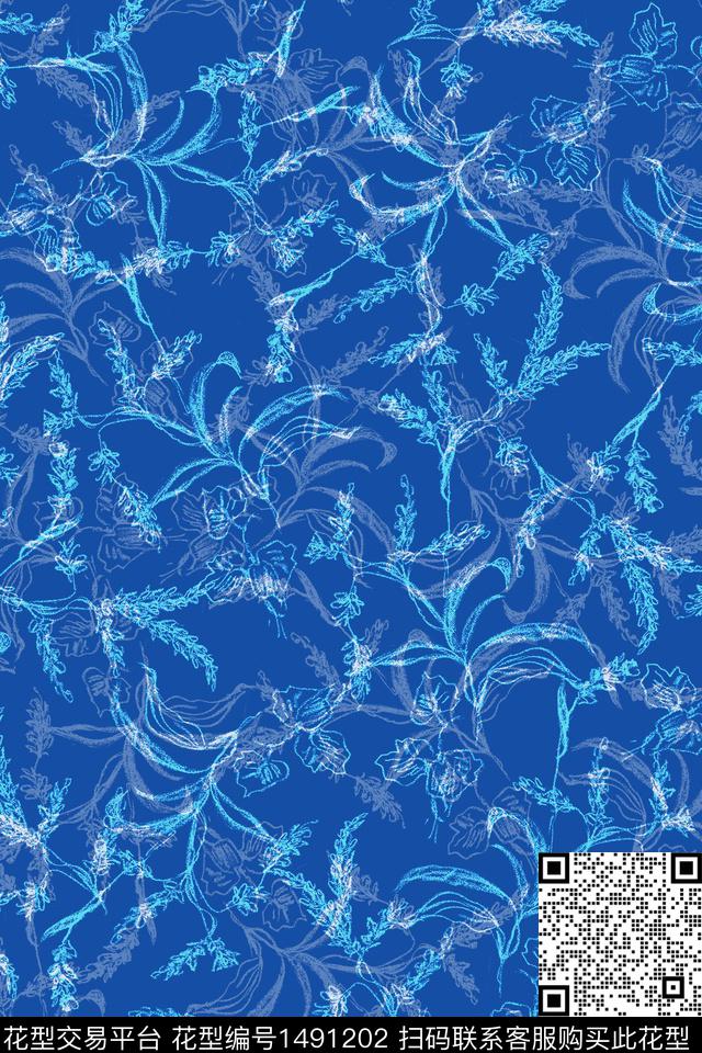 绿植树叶花卉大牌风数码印花花型下载（图片编号: 1491202） - 瓦栏（Walan）