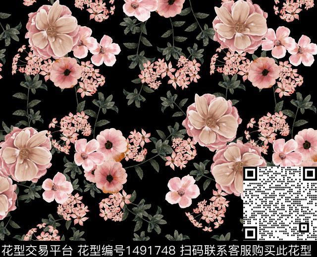 2022041802.jpg - 1491748 - 民族风 花卉 满版散花 - 传统印花花型 － 女装花型设计 － 瓦栏