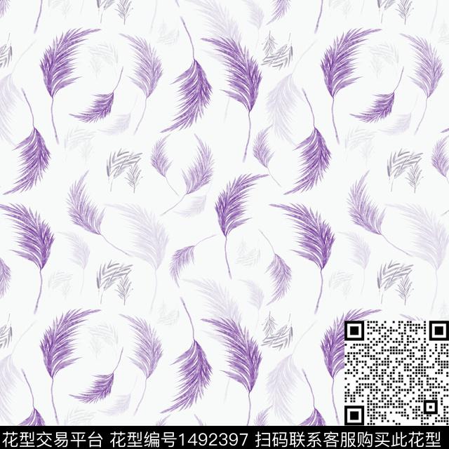 20220420-xsh-2f-00.jpg - 1492397 - 羽毛 手绘 趣味 - 传统印花花型 － 女装花型设计 － 瓦栏