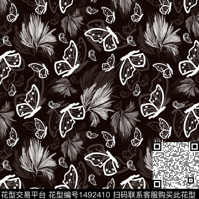 20220420-qw-3f-00.jpg - 1492410 - 花卉蝴蝶 手绘 趣味 - 传统印花花型 － 女装花型设计 － 瓦栏