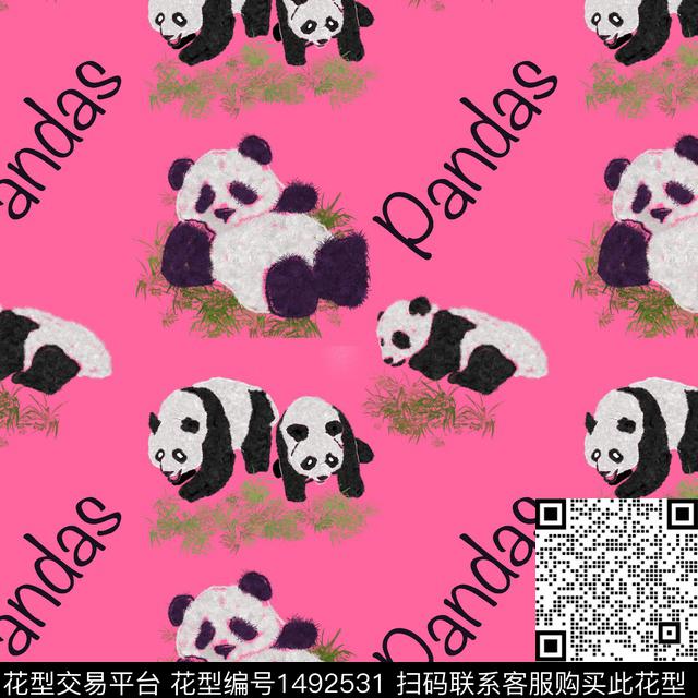 Panda.jpg - 1492531 - 动物花卉 动物 可爱 - 传统印花花型 － 童装花型设计 － 瓦栏