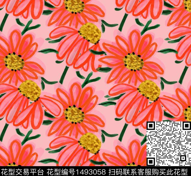 w-3.jpg - 1493058 - 插画 花卉 创意 - 数码印花花型 － 女装花型设计 － 瓦栏