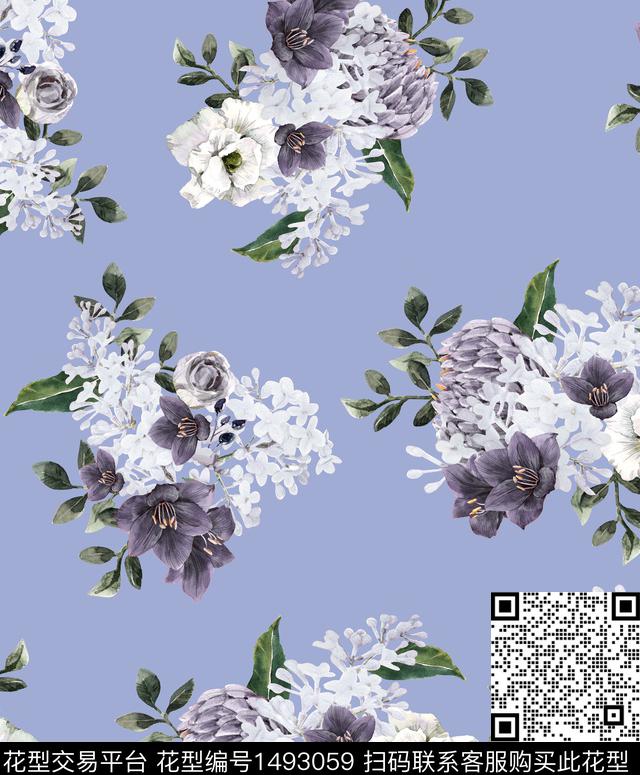绿植树叶花卉春夏花型数码印花花型下载（图片编号: 1493059） - 瓦栏（Walan）