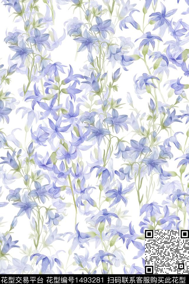 清爽底花卉花卉大牌风数码印花花型下载（图片编号: 1493281） - 瓦栏（Walan）