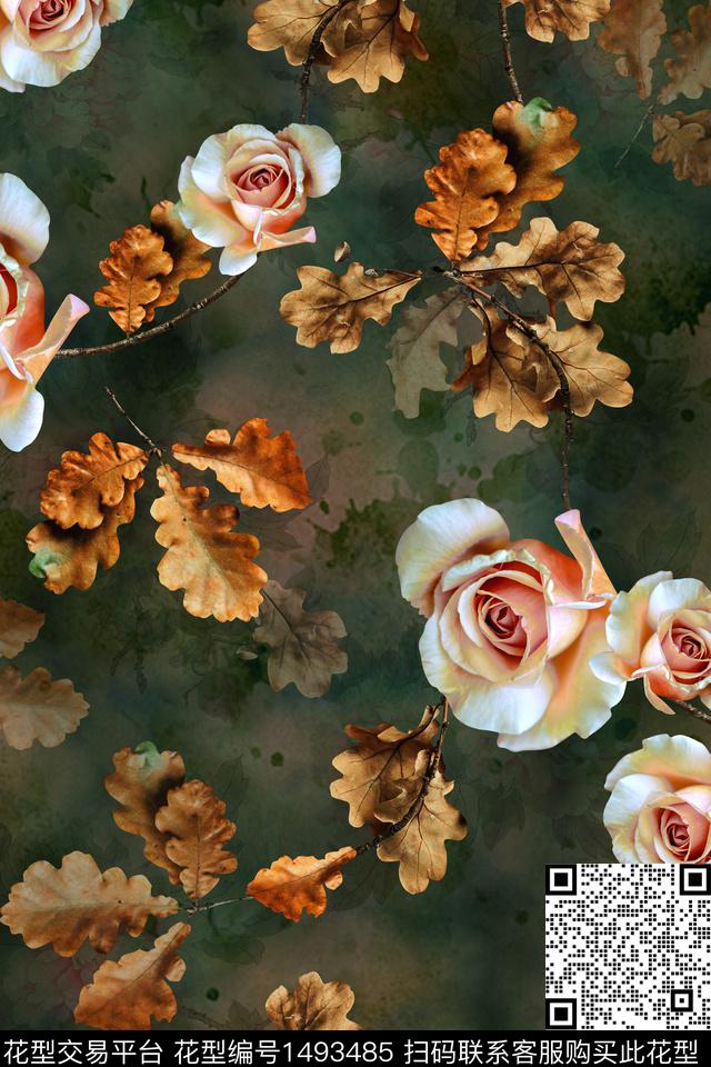 QYQ20-05-15.jpg - 1493485 - 花卉 香云纱 老年花 - 数码印花花型 － 女装花型设计 － 瓦栏