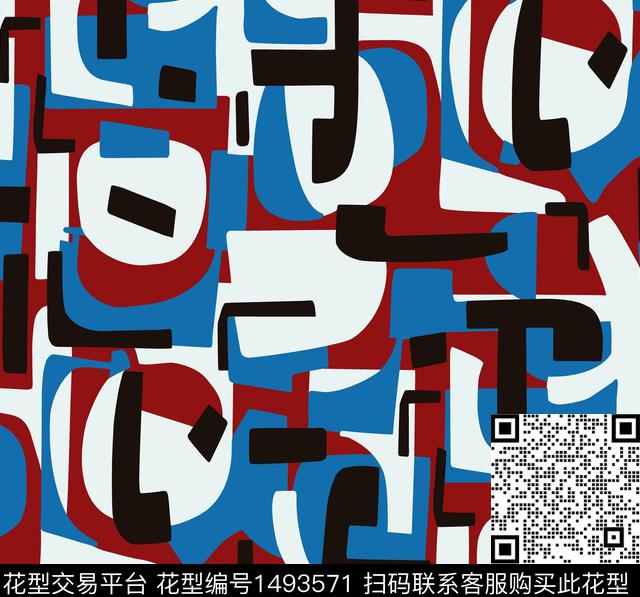 几何字母时尚传统印花花型下载（图片编号: 1493571） - 瓦栏（Walan）