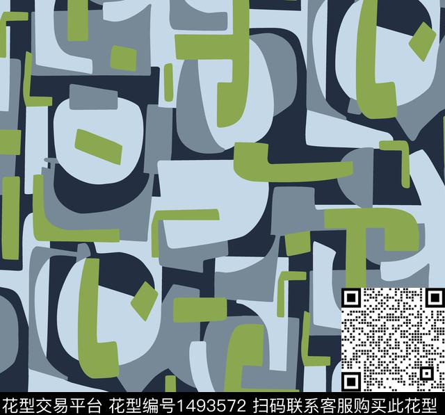 几何字母时尚传统印花花型下载（图片编号: 1493572） - 瓦栏（Walan）