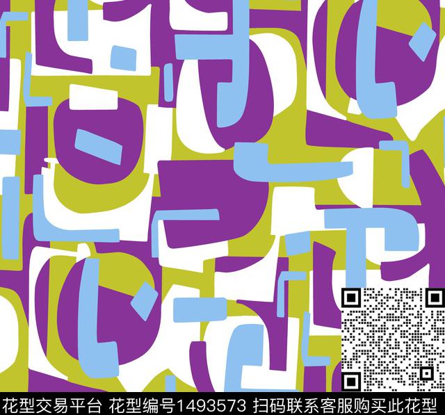 几何字母时尚传统印花花型下载（图片编号: 1493573） - 瓦栏（Walan）