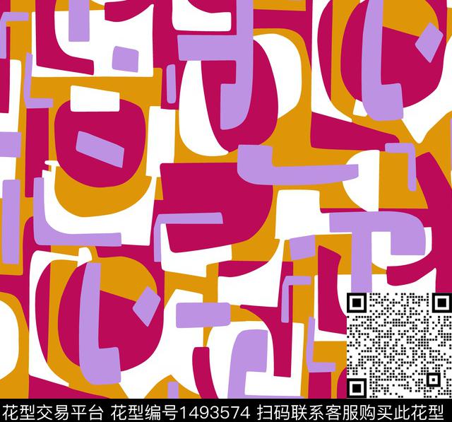 几何字母时尚传统印花花型下载（图片编号: 1493574） - 瓦栏（Walan）