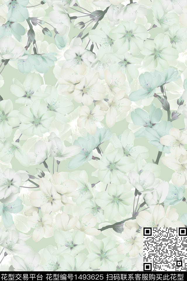花卉大牌风粉色数码印花花型下载（图片编号: 1493625） - 瓦栏（Walan）
