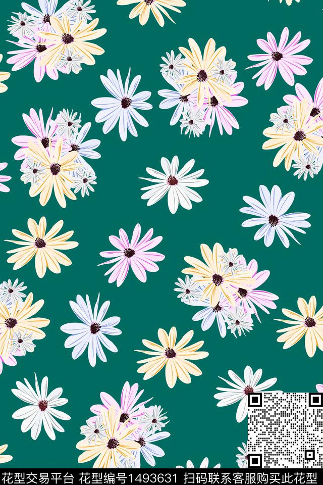 黄花花卉小碎花数码印花花型下载（图片编号: 1493631） - 瓦栏（Walan）