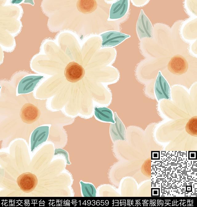 W-9.jpg - 1493659 - 插画 花卉 创意 - 数码印花花型 － 女装花型设计 － 瓦栏