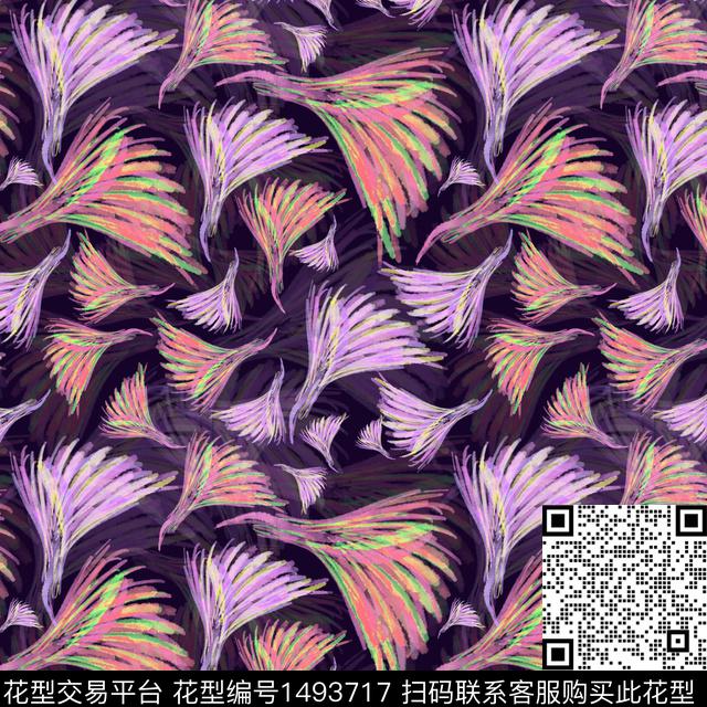 20220421-qw-2f-2.jpg - 1493717 - 羽毛 手绘 趣味 - 数码印花花型 － 女装花型设计 － 瓦栏