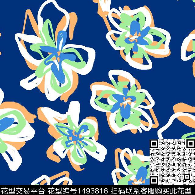 L0025.jpg - 1493816 - 撞色 春夏花型 大牌风 - 传统印花花型 － 女装花型设计 － 瓦栏