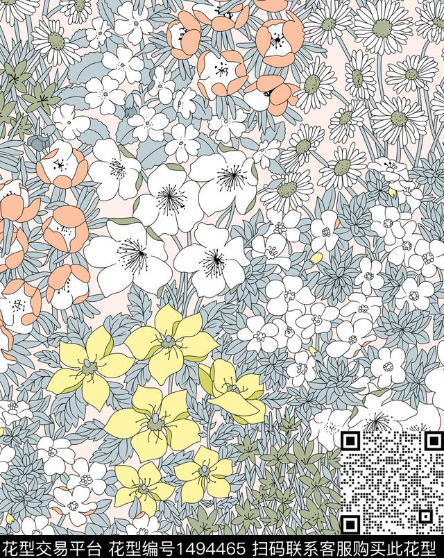 小碎花花卉女装传统印花花型下载（图片编号: 1494465） - 瓦栏（Walan）