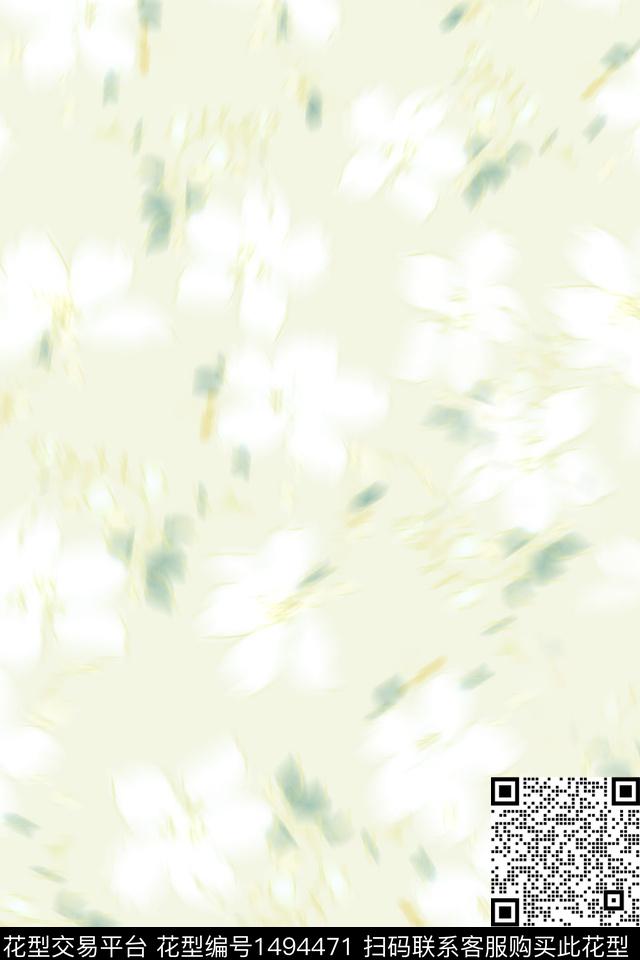 绿色抽象小清新数码印花花型下载（图片编号: 1494471） - 瓦栏（Walan）