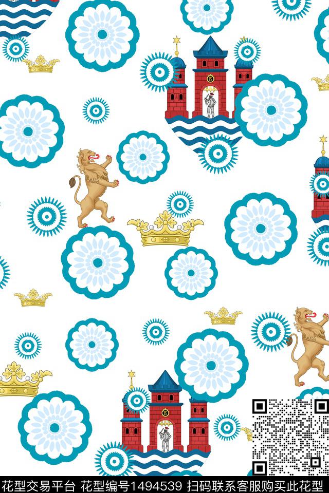 WC02670.jpg - 1494539 - 卡通人物 动物头 雪纺 - 数码印花花型 － 童装花型设计 － 瓦栏