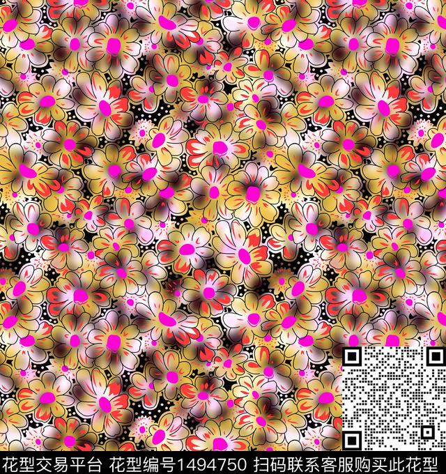 简约休闲小碎花数码印花花型下载（图片编号: 1494750） - 瓦栏（Walan）