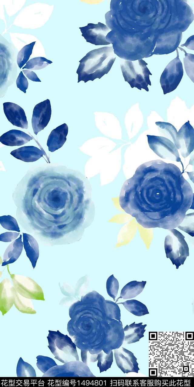 20220507-4.jpg - 1494801 - 水彩 绿植树叶 花卉 - 数码印花花型 － 女装花型设计 － 瓦栏