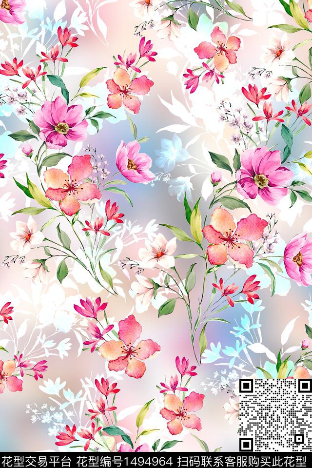 XZ3402.jpg - 1494964 - 花卉 小清新 真丝 - 数码印花花型 － 女装花型设计 － 瓦栏