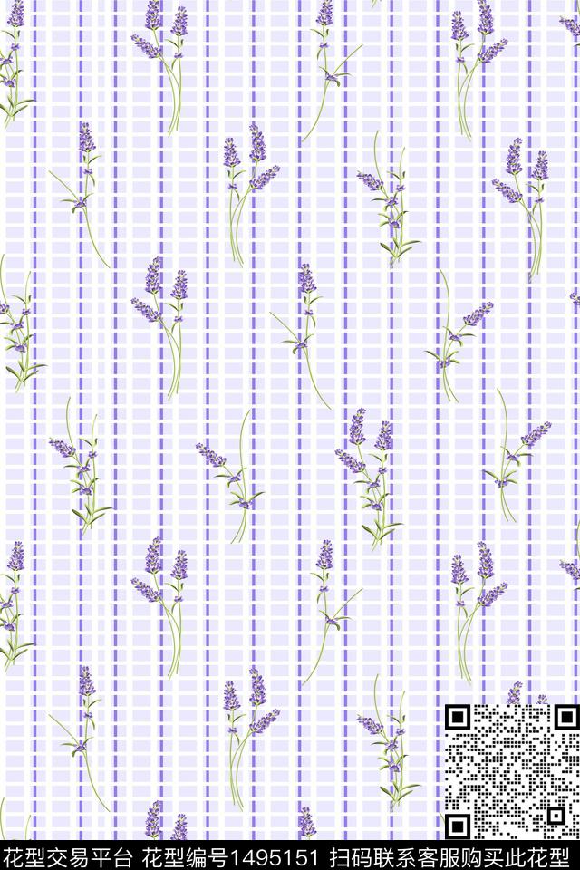 XZ3411.jpg - 1495151 - 几何 花卉 小清新 - 数码印花花型 － 女装花型设计 － 瓦栏