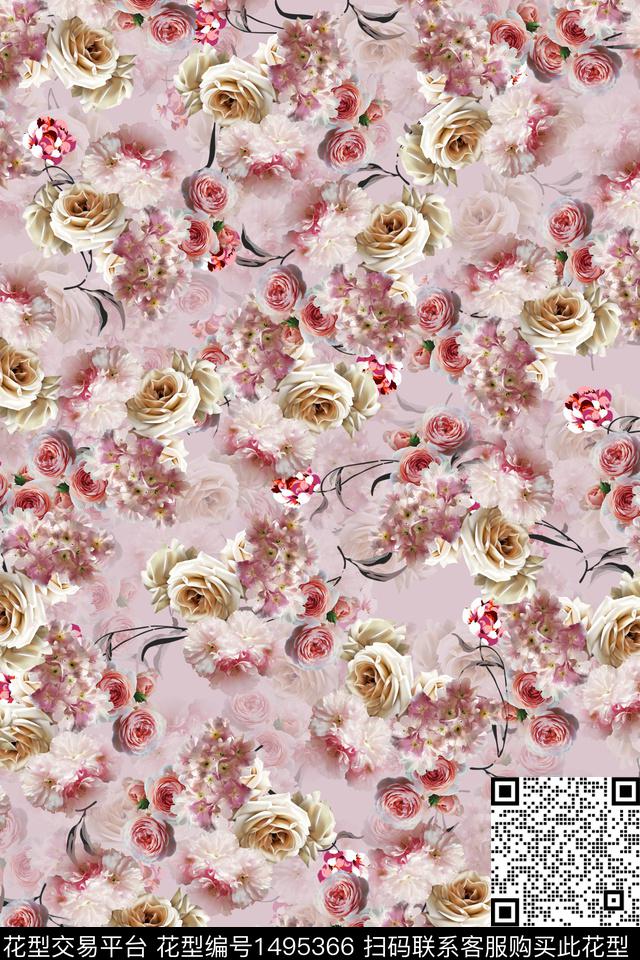 CCCC331E.jpg - 1495366 - 香云纱 中东 小碎花 - 数码印花花型 － 女装花型设计 － 瓦栏