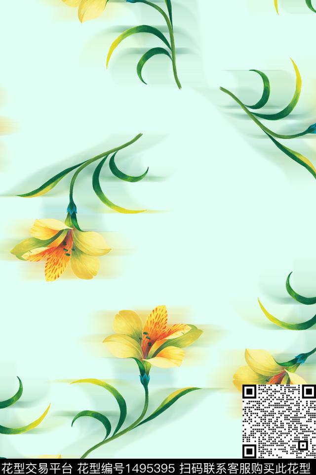 XZ3409.jpg - 1495395 - 花卉 小清新 真丝 - 数码印花花型 － 女装花型设计 － 瓦栏