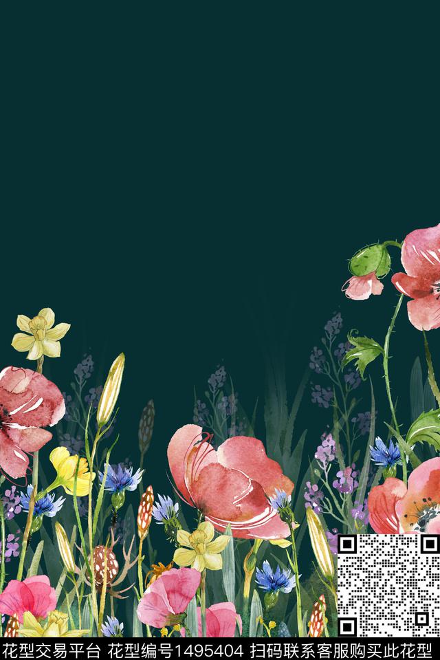 定位花女装定位花女装数码印花花型下载（图片编号: 1495404） - 瓦栏（Walan）