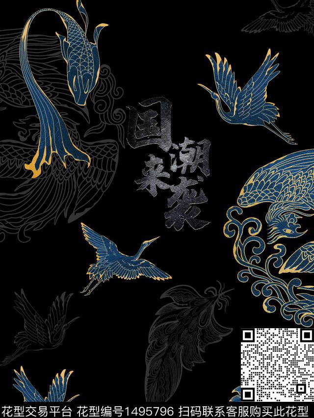 线条男装大牌风传统印花花型下载（图片编号: 1495796） - 瓦栏（Walan）