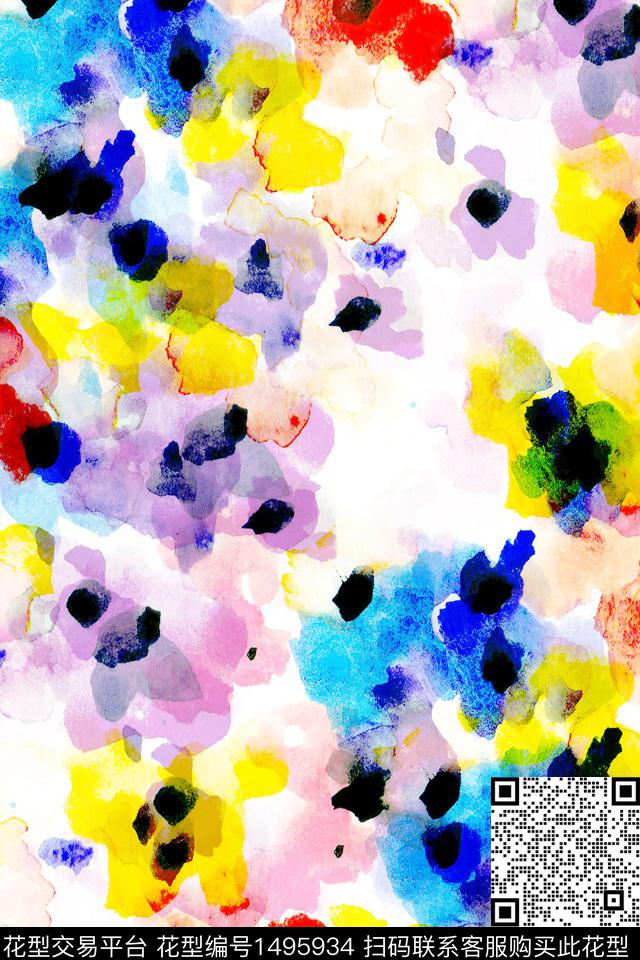 Z12646.jpg - 1495934 - 肌理 扎染花型 抽象花卉 - 数码印花花型 － 女装花型设计 － 瓦栏