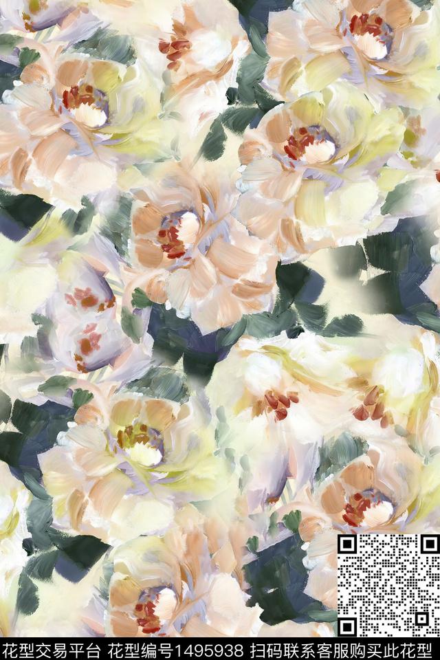 XZ3439.jpg - 1495938 - 花卉 小清新 真丝 - 数码印花花型 － 女装花型设计 － 瓦栏