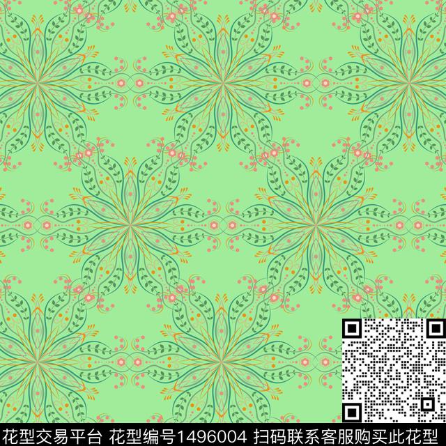 扎染花型花卉小清新数码印花花型下载（图片编号: 1496004） - 瓦栏（Walan）