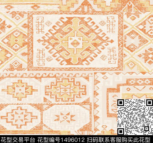 传统纹样女装民族风数码印花花型下载（图片编号: 1496012） - 瓦栏（Walan）