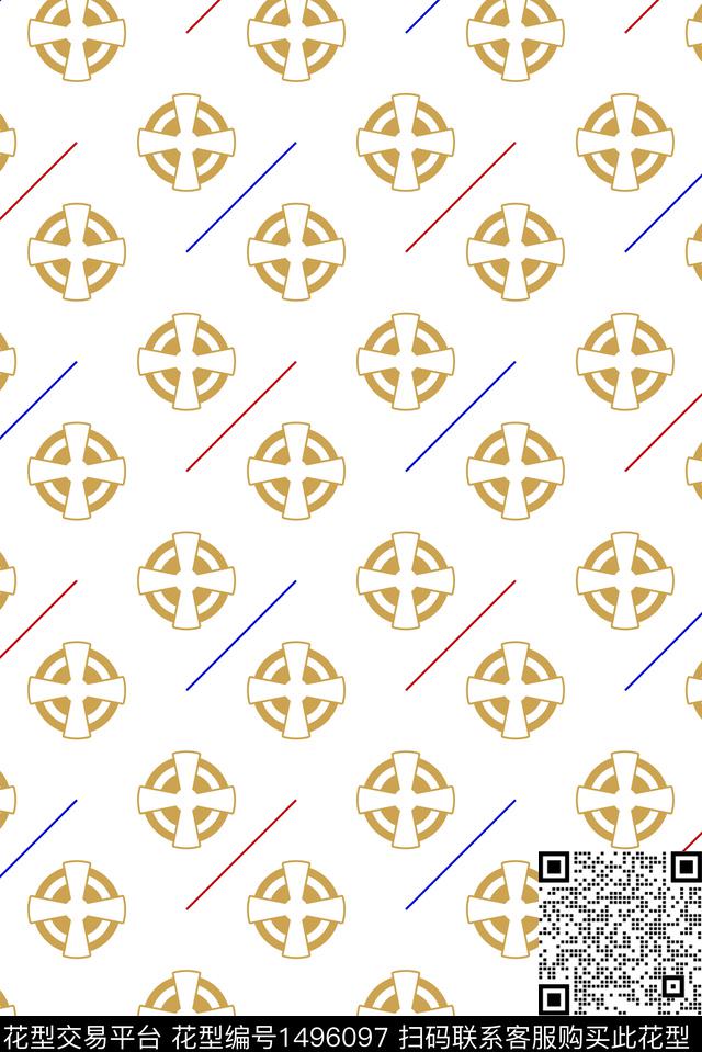 YUGpattern typeA1.jpg - 1496097 - 几何 奢华 床品 - 传统印花花型 － 床品花型设计 － 瓦栏