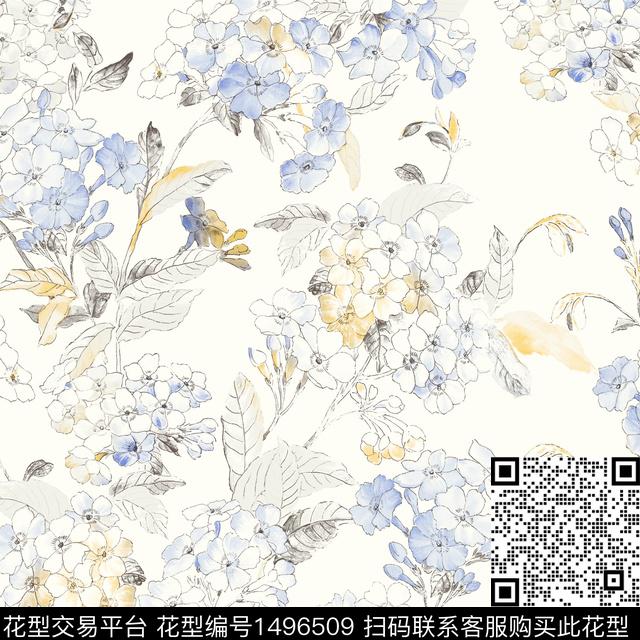 抽象花卉女装花卉传统印花花型下载（图片编号: 1496509） - 瓦栏（Walan）