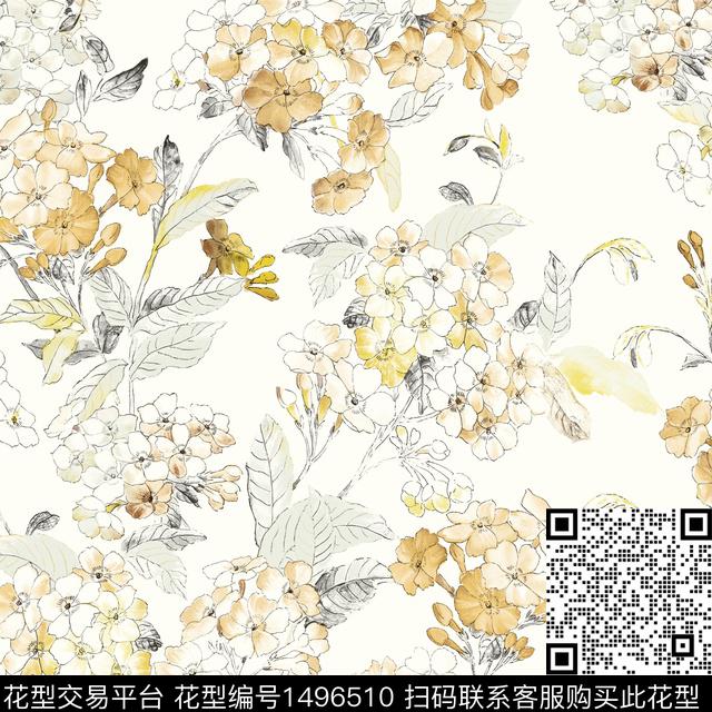 抽象花卉女装花卉传统印花花型下载（图片编号: 1496510） - 瓦栏（Walan）