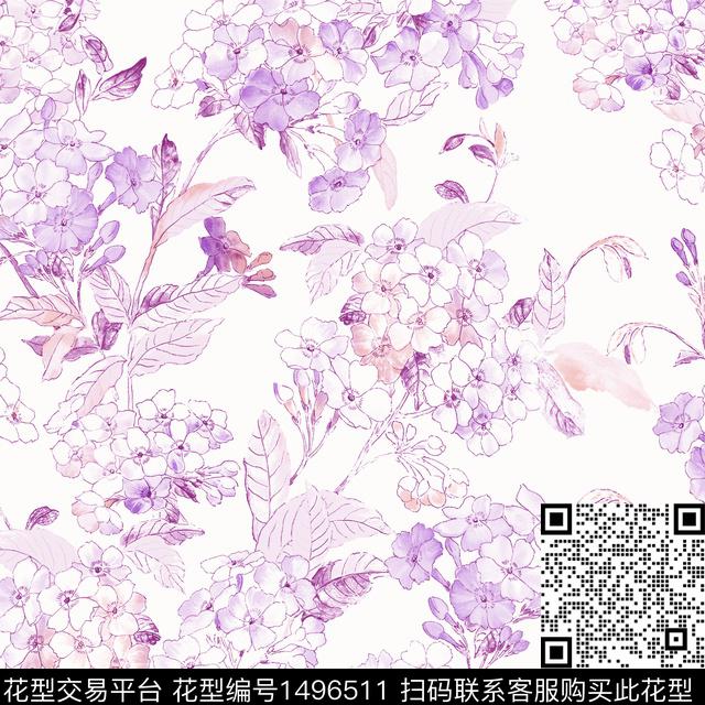 抽象花卉女装花卉传统印花花型下载（图片编号: 1496511） - 瓦栏（Walan）