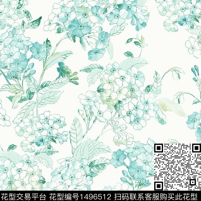 抽象花卉女装花卉传统印花花型下载（图片编号: 1496512） - 瓦栏（Walan）