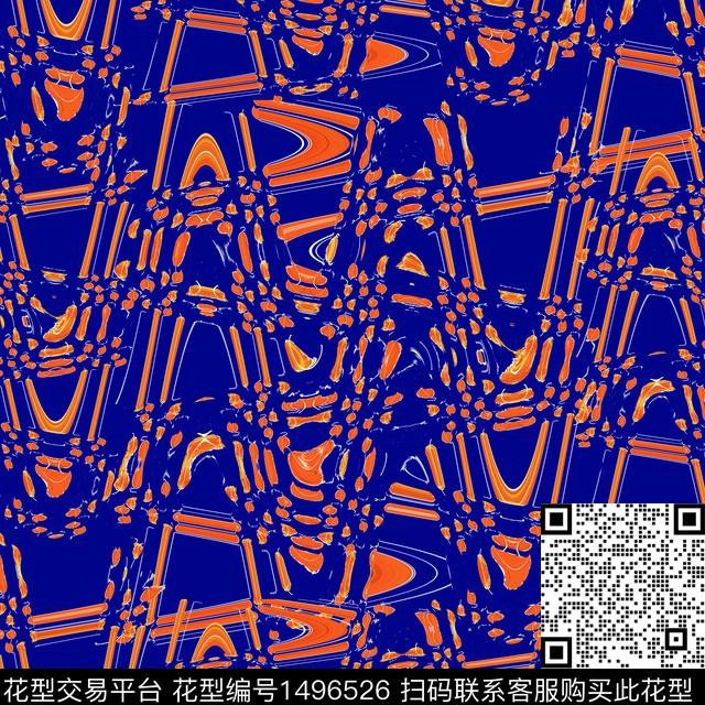 lan-10.jpg - 1496526 - 几何 橙色 菱形 - 数码印花花型 － 女装花型设计 － 瓦栏