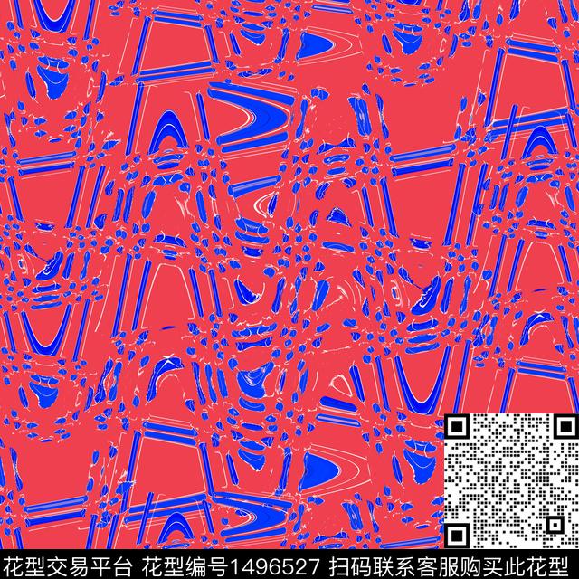 lan-10-1.jpg - 1496527 - 几何 橙色 菱形 - 数码印花花型 － 女装花型设计 － 瓦栏